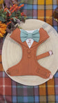 Bespoke Terracotta Dog Tuxedo Harness: Outfit for Dog Ring Bearer