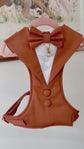 Bespoke Terracotta Dog Tuxedo Harness: Outfit for Dog Ring Bearer