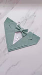 Sage Green Dog Tuxedo Bandana: Wedding Ring Bearer Outfit, Handmade in Norfolk