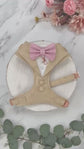 Natural Beige Dog Tuxedo Harness for Wedding: Bespoke Formal Suit for Dog of Honour, Ring Bearer Outfit