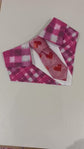 Valentine’s Day Dog Bandana Necktie, Pink Plaid and Red Hearts Pet Scarf