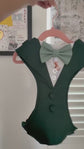 Dark Green Dog Tuxedo Harness with Bow Tie: Pet Wedding Suit Handmade in Norfolk