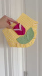 Tulip Dog Bandana, Yellow Gingham Spring Pet Scarf, Cotton Snap-On Accessory