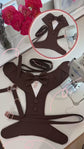 Bespoke Dark Brown Tuxedo Harness with Custom Bow Tie, Wedding Suit for Dog