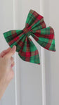 Christmas Tartan Dog Sailor Bow: Red and Green Plaid Pet Accessory