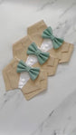 Khaki Wedding Dog Tuxedo Bandana with Sage Green Bow Tie