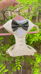 Natural Dog Tuxedo Harness with Bow Tie, Bespoke Neutral Ring Bearer Outfit