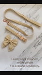 Warm Beige Velvet Dog Bow, Available in Sailor Bow and Bow Tie, Light Gold Velvet Pet Bow, Perfect for Special Occasions, Leash not included