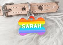 Load image into Gallery viewer, Pastel Rainbow Pet ID Tag – Bone-shaped