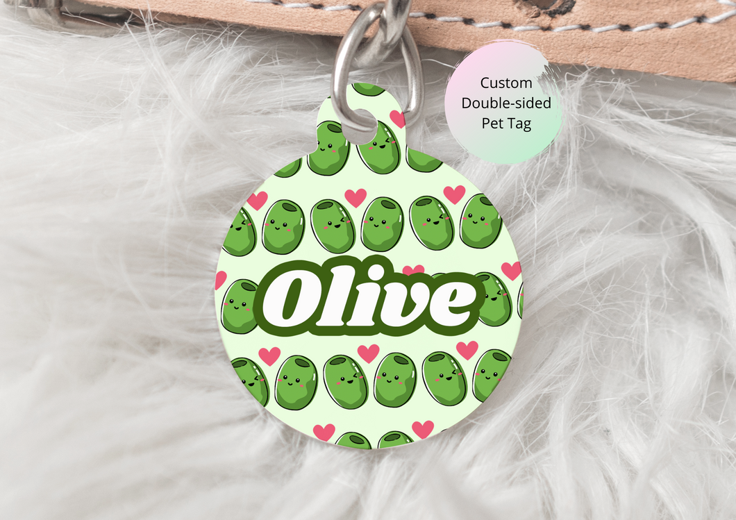 Cute Green Olives Pet ID Tag