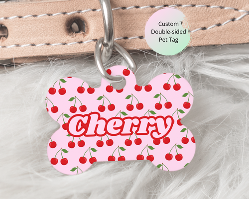 Fruit Cherry Pet ID Tag – Bone-shaped