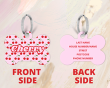 Load image into Gallery viewer, Fruit Cherry Pet ID Tag – Bone-shaped