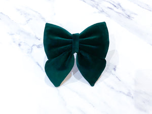 Dark green velvet bow tie/ sailor bow