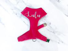 Load image into Gallery viewer, Cerise velvet dog harness