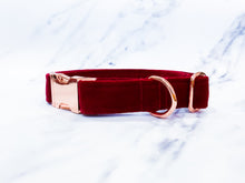 Load image into Gallery viewer, Burgundy red velvet dog collar