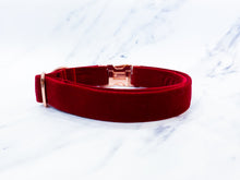 Load image into Gallery viewer, Burgundy red velvet dog collar
