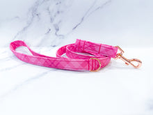 Load image into Gallery viewer, Fuchsia pink plaid Valentine&#39;s day dog leash