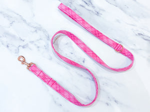 Fuchsia pink plaid Valentine's day dog leash