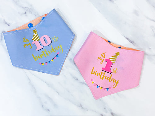 Birthday dog bandana – Available in Pink and Blue