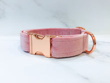 Load image into Gallery viewer, Peony pink velvet dog collar