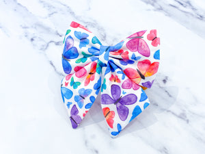 Rainbow Butterfly Dog Bow, Available in bow tie and sailor bow
