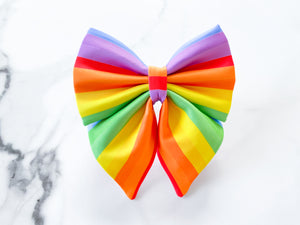 Pastel Rainbow Dog Bow, Available in both sailor bow and bot tie style