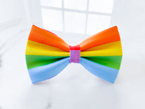 Pastel Rainbow Dog Bow, Available in both sailor bow and bot tie style