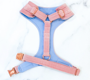 Peony pink velvet dog harness