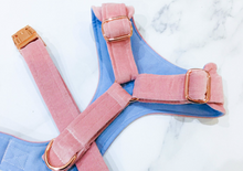 Load image into Gallery viewer, Peony pink velvet dog harness