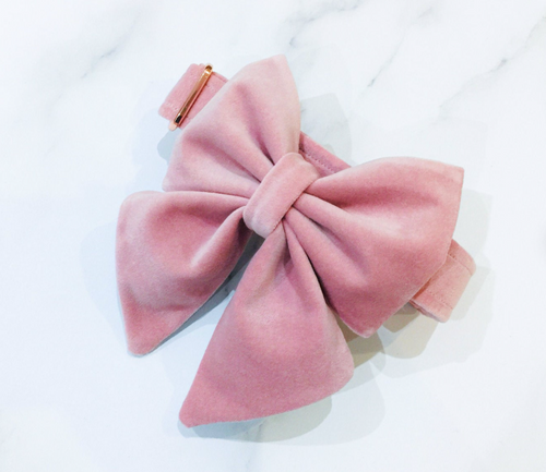 Peony pink velvet bow tie/ sailor bow