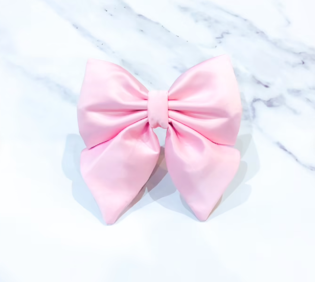 Light pink silk satin bow tie/ sailor bow