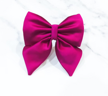 Load image into Gallery viewer, Cerise silk satin bow tie/ sailor bow
