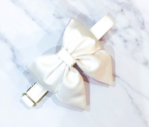 Ivory silk satin bow available in bow tie and sailor bow