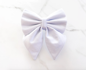 White Velvet Dog Bow – Available in both Sailor Bow and Bow Tie Style