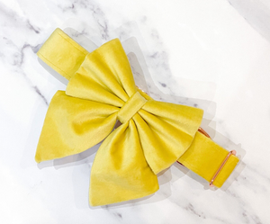 Lemon yellow velvet bow tie/ sailor bow