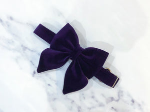 Deep violet velvet bow tie/ sailor bow