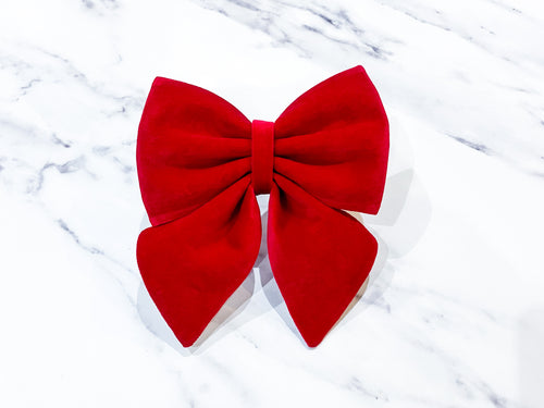 Bright red velvet bow tie/ sailor bow