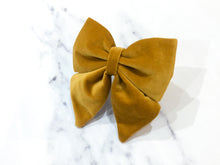 Load image into Gallery viewer, Mustard gold velvet bow tie/ sailor bow