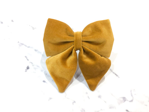 Mustard gold velvet bow tie/ sailor bow