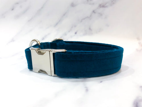 Teal blue velvet collar