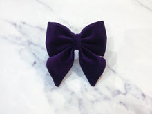 Load image into Gallery viewer, Deep violet velvet bow tie/ sailor bow